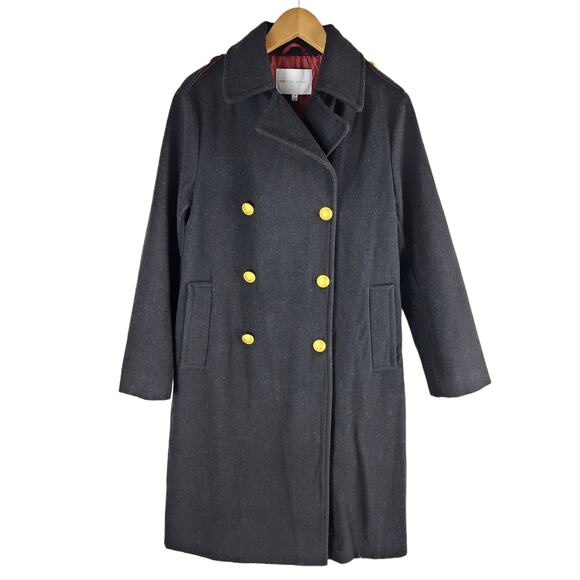 NEW Rebecca Minkoff Officers Double Breasted Wool Blend Coat Black Size M - Picture 2 of 11